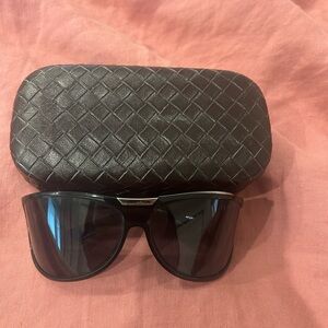 Bottega Veneta Black Woven Leather Glasses Case